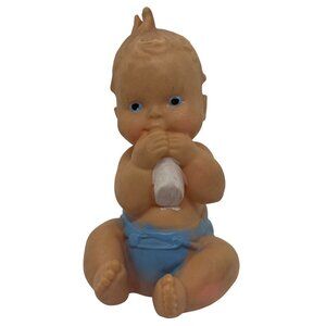 Vintage Rubber Baby Squeaker Toy Blue Diaper Sitting Bottle